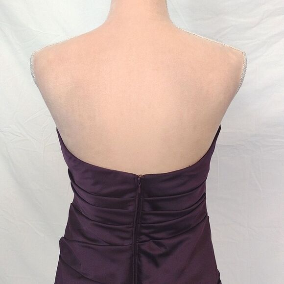 David's Bridal Purple Satin Ruched Strapless Formal Mini Dress Size 8 - Picture 9 of 15